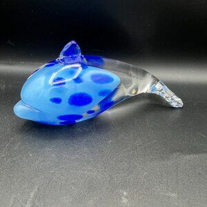 Vintage 1990s Collectible Caithness Glass Paperweight Splish the Large Dolphin